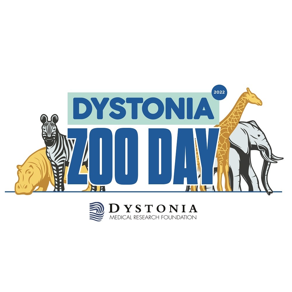 Logo that reads Dystonia Zoo Day 2022 with animal figures.