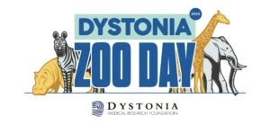Logo that reads "Dystonia Zoo Day 2022" with illustrations of animals.